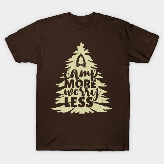 Camp More Worry Less Tree T-Shirt by BadrooGraphics Store